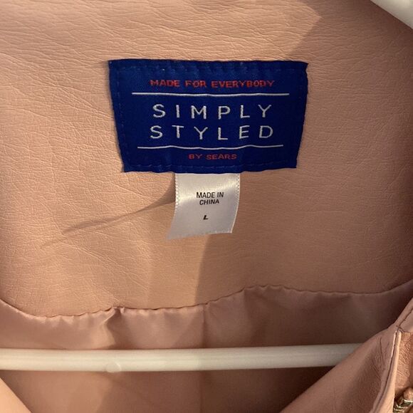 Womens Simply Styled Large Light Pink Blush Faux Leather Jacket - Size Large - Picture 10 of 13